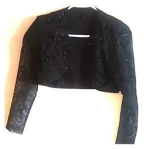 Vintage sparkly black cropped fitted jacket